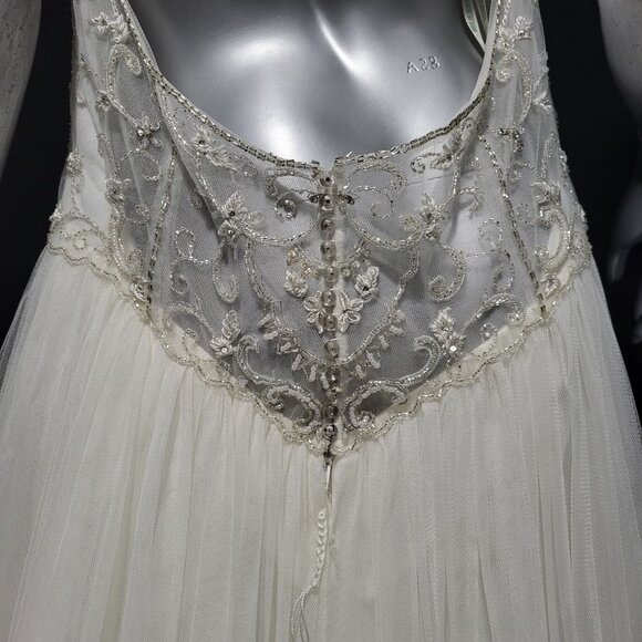 NWT~$1750~SOPHIA TOLLI~12~IVORY BEADED LACE FIT & FLARE HALTER WEDDING DRESS - Picture 13 of 16